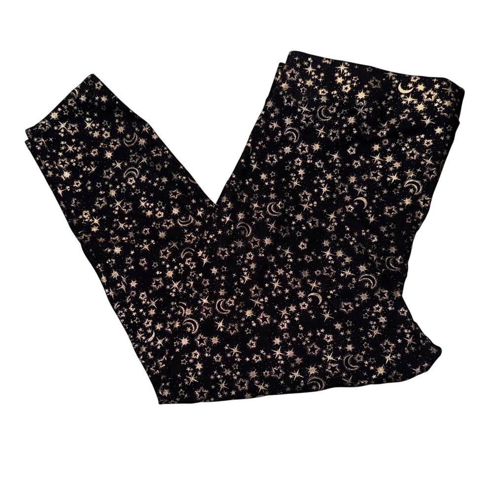 Torrid Leggings 3X Black Gold Metallic Celestial Moon Star Print Plus Size